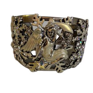 Kirks Folly Winter Angel Cuff Bracelet Christmas Edition in Silver Tone K1296